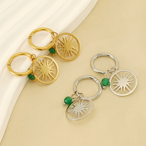 ZOGXIN Stainless Steel Hollow Sun Hoop Earrings For Women Party Jewelry 18K Gold Plated Geometric Design Earrings ZE996 - Product Image 4