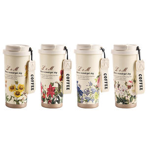 Gobelet isotherme L&M Floral 16 oz en acier inoxydable, mug de voyage pour café avec couvercle et sangle - Product Image 1