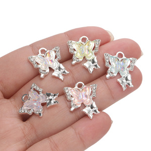 Colgante de mariposa con circonita cúbica, accesorios de joyería DIY de aleación para la fabricación de pulseras y collares, venta al por mayor - Product Image 4