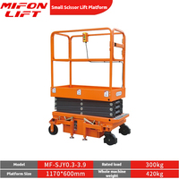 300kg 3,9m Mini Elektrische Hydraulische Scherenhebebühne Tragbare Mobile Arbeitsbühne Kleine Hebevorrichtung