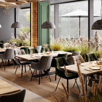 Mobilier de restaurant commercial de luxe JEILI, chaises en cuir et ensembles de tables rectangulaires pour hôtels, cafés, projets d'aménagement hôtelier