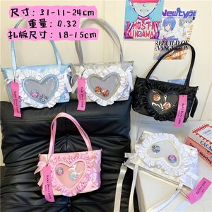 Tự làm Lolita kẹo màu <span class=keywords><strong>ITA</strong></span> Tote túi với ren dễ thương Pin chèn rõ ràng cửa sổ Túi Tùy chỉnh hình trái tim - Product Image 4
