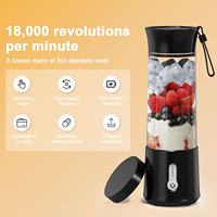 Licuadora Portátil Eléctrica de Mano de 500 ml para Viajes y Actividades al Aire Libre, Carga USB, 6 Cuchillas, Vaso para Licuados, Exprimidor de Frutas Prensado en Frío