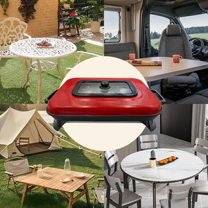 ガラス蓋付き電気グリドル - 家庭用ノンスティック韓国風BBQグリルパン、レッド - Product Image 6