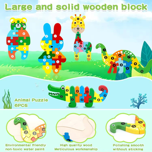 EDULAND ขายส่ง ตัวต่อไม้ 3 มิติ แบบมอนเตสซอรี่ เกมฝึกทักษะการเรียนรู้สำหรับเด็กอายุ 5 ถึง 7 ปี ตัวต่อจิ๊กซอว์ - Product Image 4