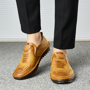 Men's Leather <b>Shoes</b> <b>Soft</b> Cowhide Breathable Rubber Sole Low Heel Leisure Walking Style <b>Shoes</b> - Product Image 2