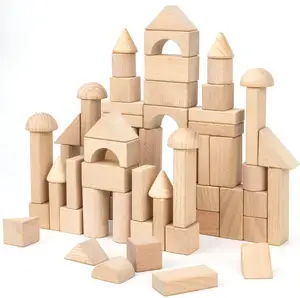 幼児木製ビルディングブロックおもちゃキッズ天然木スタッキングブロックセット標準ユニット就学前幼稚園モンテッソーリおもちゃ