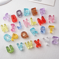 Perles Alphabet en Acrylique Transparentes Multicolores, Lettres Majuscules de A à Z, Perles Espacées à Grand Trou Plat, Perles Lettres Claires