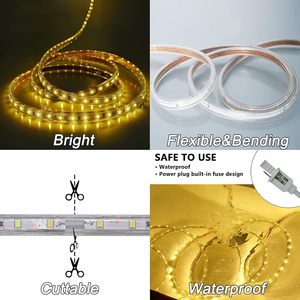 ชุดไฟ LED 220V 156leds/m 180leds แบตเตอรี่ ไฟนีออนสีดรีมคัลเลอร์ สำหรับห้องนอน ห้องนั่งเล่น ไฟตกแต่งทีวี ไฟเส้นกันน้ำ 2835 LED - Product Image 2