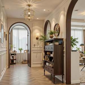 Juego de Muebles de Salón Personalizables de Estilo Retro Americano, Mesa de Comedor de Madera con Mueble de Almacenamiento para Hoteles y Villas - Product Image 3