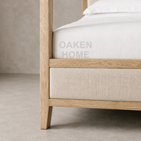 Lit à baldaquin en chêne massif sur mesure pour chambre à coucher, lit plateforme en bois de chêne, tailles Queen et King, mobilier de maison