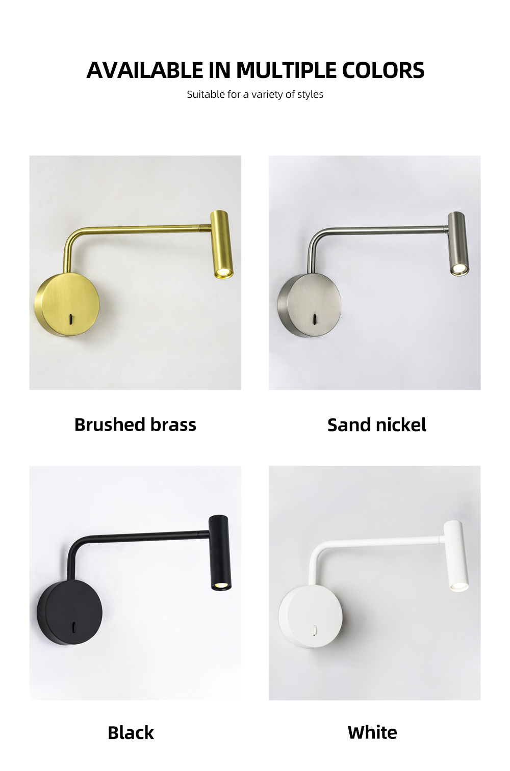 Indoor 3w Led Wall Lamp Adjustable Aluminum Wall Light For Bedroom Hotel Living Room