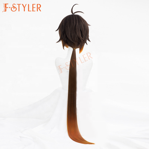 Zhongli Genshin Impact Geo Archon <span class=keywords><strong>Morax</strong></span> Genshin Impact cosplay Costumes Synthétique Halloween Party Perruques Cheveux - Product Image 2