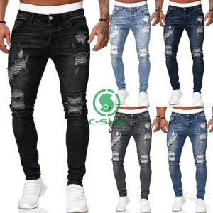 Jean <span class=keywords><strong>skinny</strong></span> déchiré pour <span class=keywords><strong>homme</strong></span>, coupe slim et fuselée, en denim extensible, style streetwear décontracté, modèle crayon, très vendu en Europe et en Amérique - Product Image 2