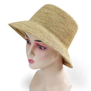 ST16 夏季沙滩手提帽 男女通用 天然拉菲草平顶渔夫帽 - Product Image 4