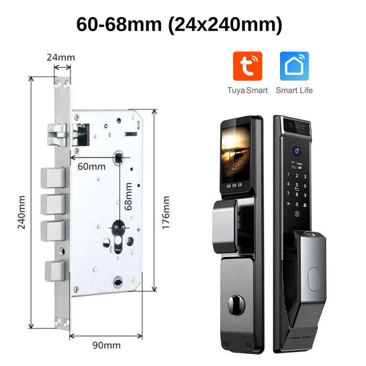 TYSH Tuya Wireless Keyless Digital 3d Face Recognition Automatic Wifi App Aluminum Front Door Entry Lock With Camera Fingerprint · image 7