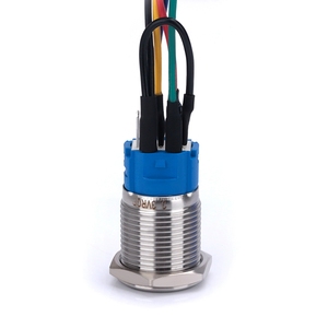 16mm thép không gỉ Đầy đủ nút chiếu sáng LED phẳng đầu tròn kim loại nút nhấn 1no1nc tự chốt/nút tự quay trở lại - Product Image 3