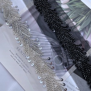 In-Stock Wholesale Machine Embroidery <strong>Lace</strong> Bar Code Bead Tube <strong>Sequins</strong> Hand Beaded Mesh <strong>Lace</strong> <strong>Trim</strong> for Garment Accessories Mesh - Product Image 4
