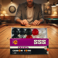 Jeu de carrom avec jetons noirs, rouges et blancs, jeu de table pour sports d'intérieur, jeu familial, modèle Crystal JR MS INDUSTRIES