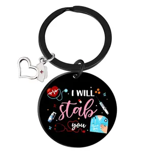 Thanks giving day gifts for nurse black blank keyring colorful keychain