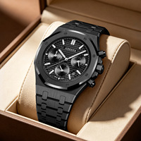 Montre-bracelet imposante pour homme, étanche 30m, bracelet en acier, cadran lumineux, idéale pour les occasions formelles
