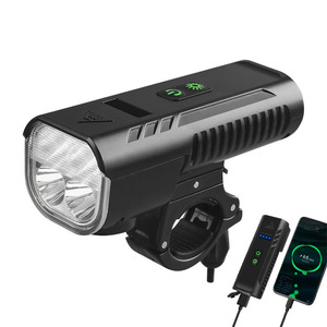 Phare avant de vélo de route LED de haute qualité en ABS, 1000 lumens, 4400 mAh, klaxon 130 dB, <span class=keywords><strong>recharge</strong></span> USB - Product Image 1