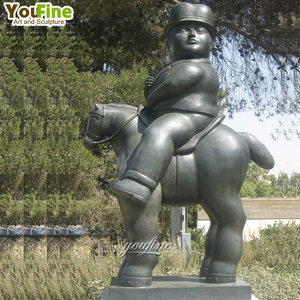 Tamaño real Arte moderno Parque Decoración Bronce fundido <span class=keywords><strong>Fernando</strong></span> Botero Hombre Montando Caballo Escultura - Product Image 2