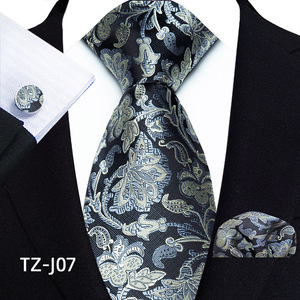 Conjunto de Corbata Floral Casual de Poliéster 100% Duradero al por Mayor con Pañuelo y Gemelos de Paisley, Accesorios para Fiestas - Product Image 3