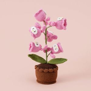 Handmade Crochet Potted Flowers Cartoon Animal Dolls Kitty Piggy Pacha LED Home Decorative <b>Ornament</b> for Halloween Graduation - Product Image 1