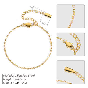 سوار من الفولاذ المقاوم للصدأ مطلي بالذهب 14K من Chihang ، سوار ألماس 15 + 3 من التيتانيوم Hangtag ODM بتصميم سلسلة فارغة - Product Image 3