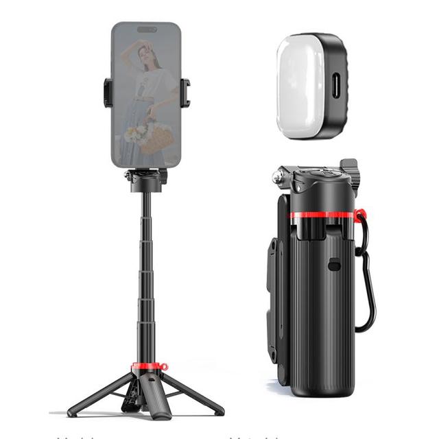 Portable F07 Mini Selfie Stick Tripod 410mm  Remote Phone Holder with D9 LED Fill Light for Vlogging