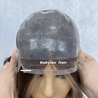Babylon Original silicona transpirable gorra ceniza marrón resaltar Pu Toppers virgen Remy cutícula cabello humano médico pelucas de encaje completo