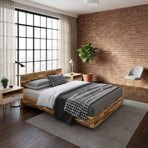 PN025 Classic & Contemporary Scandinavian Bedroom Furniture Combo <b>Queen</b> Wood Reclining <b>Bed</b> <b>with</b> 3 Drawers for Home Dining Use - Product Image 3