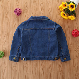 Veste <span class=keywords><strong>en</strong></span> jean d'automne pour enfants, vêtement d'extérieur unisexe, de couleur bleu unie, pour garçons et filles, nouvelle collection - Product Image 3