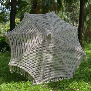 Vente en gros Parapluie de plage en macramé Poteau en bois portable personnalisé de haute qualité avec glands - Product Image 6