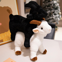 Nouvelle Peluche de Chèvre Blanche Ultra Douce et Réaliste, Jouet en Peluche de Chèvre des Montagnes Noire, Cadeau