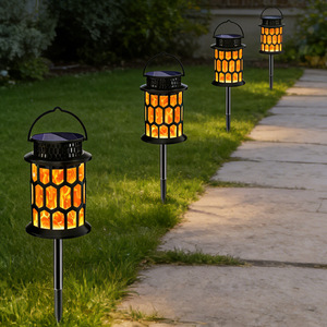 Lámpara Solar con Forma de Llama, LED Redonda, para Jardín, Camino, Césped, Paisaje, Decorativa - Product Image 1