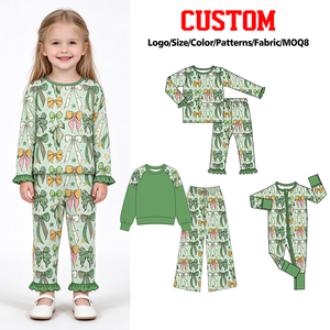 Combinaison personnalisée à nœuds verts pour filles, Jour de la Saint-Patrick, Vente en gros, Vêtements mignons pour sœurs, Nouvelle mode, Boutique tendance - Product Image 1