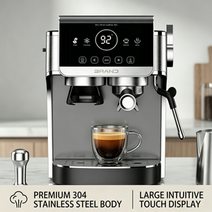 Machine à café expresso semi-automatique certifiée, à vente rapide, avec moulin à café réglable, mousseur à lait vapeur et fonction Cold Brew - Product Image 6