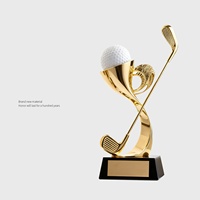 Trophée de golf en résine UV personnalisé haut de gamme pour entreprise, récompense créative pour employé d'honneur, avec base noire