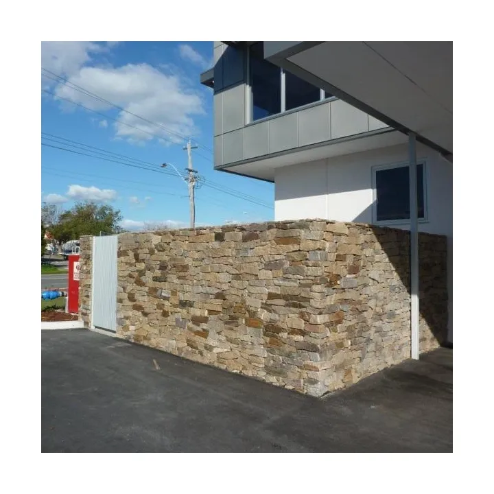 Geel Losse Strips Gevelbekleding Natuursteen Buitenmuur Stone Bekleding Exterieur Steen Fineer