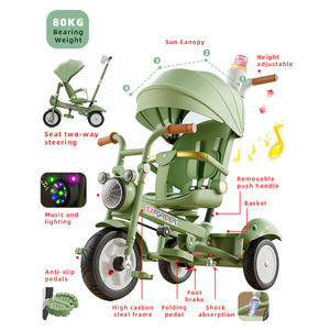Tricycles de bicyclette pour enfants avec auvent, pliable et polyvalent, à 3 roues avec siège avant pour <span class=keywords><strong>maman</strong></span> - Product Image 4