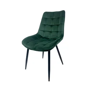 Dining Furniture European Luxury Furniture Diamond Back Iron Legs Flannel High Quality Sponge Velvet Chair