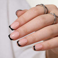 Faux ongles courts en acrylique de haute qualité à presser, avec French Manucure, autocollants pour ongles artificiels