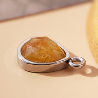 Pendentif personnalisé en acier inoxydable avec pierres précieuses goutte d'eau design simple pour hommes et femmes cadeau classique