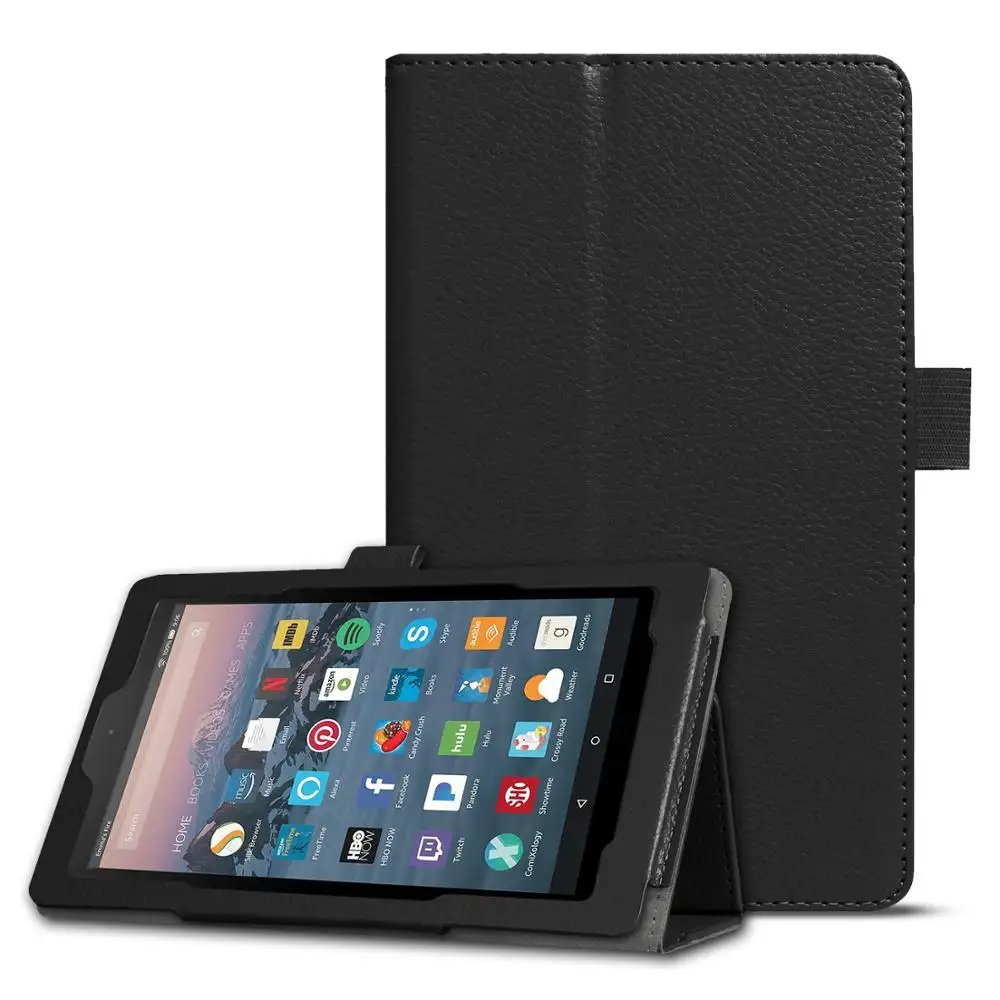 PU Leather Cover Case For 2019 Amazon Kindle Fire HD 7 Tablet Cover Case With Hand Holder