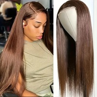 Perruque longue et droite brun clair style européen et américain, très tendance, densité 150%, style exotique, 18-32 pouces