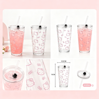 Mignon Gobelet en Verre Hello Kitty Kawaii Unisexe pour l'Été, Portable, Résistant à la Chaleur, Sûr pour les Aliments, Tasse à Café et Dessert pour Hôtel, PPWR