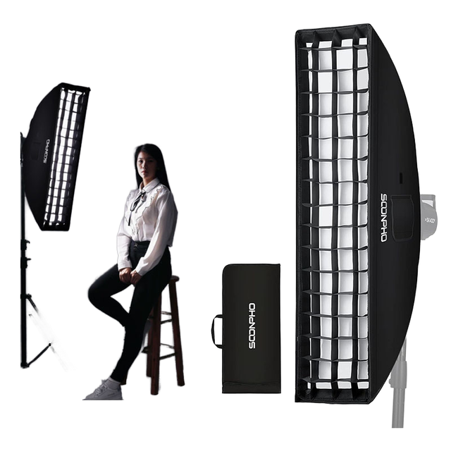 YUEYING 35x140cm Rectangular for Honeycomb Grid Reflector Bowens Mount for Godox Flash Photography Light (Nylon