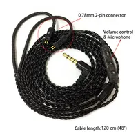 Câble de remplacement tressé pour écouteurs intra-auriculaires sans micro, câble IEM 0,78 mm avec connecteur 2 broches